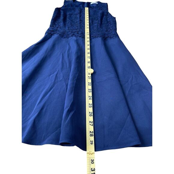 Alannah Hill Navy Blue Lace Silk Fit & Flare Dress Cocktail Wedding - Size 6 - Picture 11 of 14